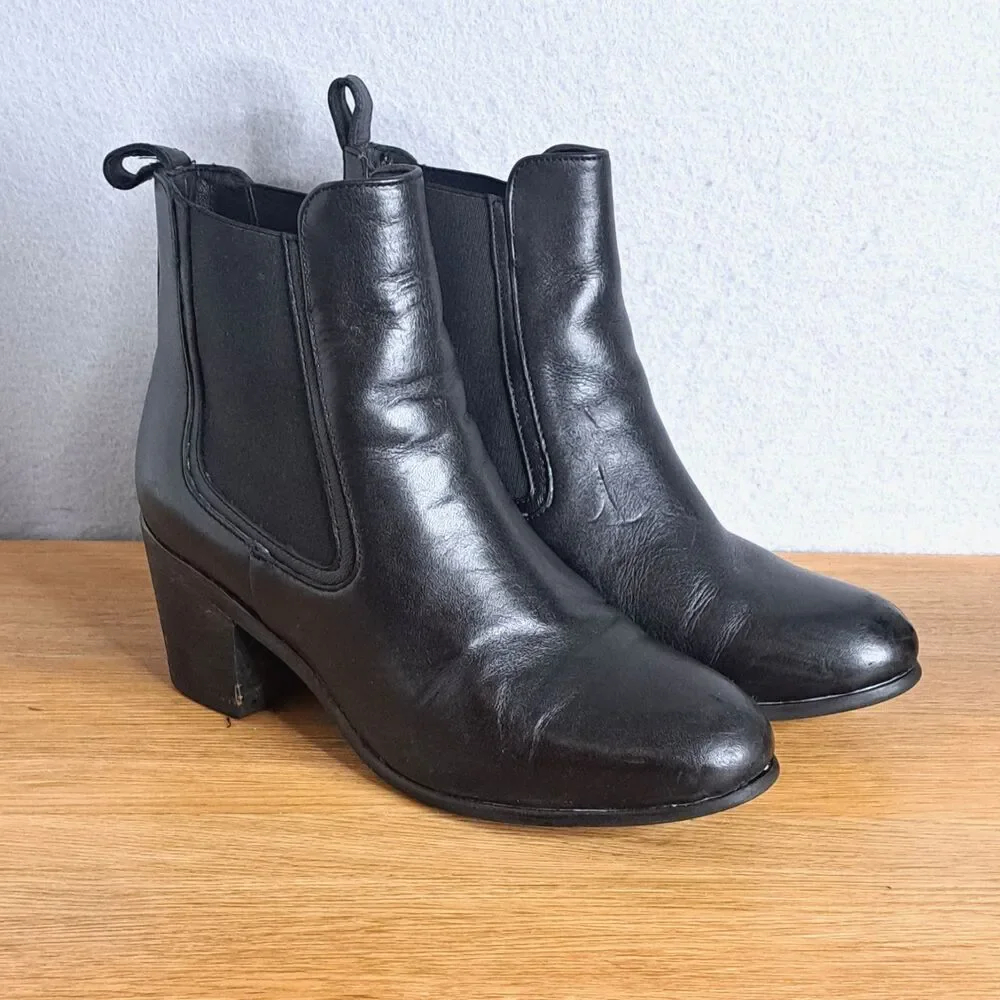 Thursday Everyday Women Black Leather Platform Chelsea Boots Size 7.5 Euro 38